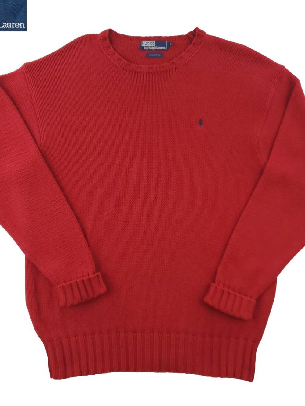 Polo Ralph Lauren Vintage Sweater Pony Knit 100% Cotton Red Men's Large